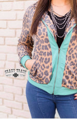 Let's Be Friends {Zip-Up Hoodie} * Leopard + Turquoise