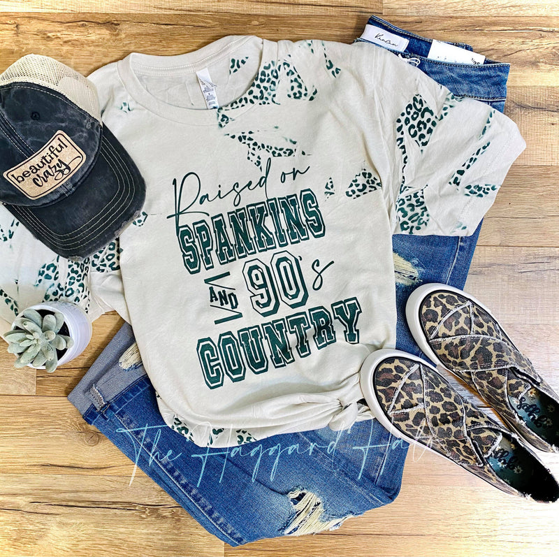 Raised On Spankins & 90's Country {Leopard} Tee