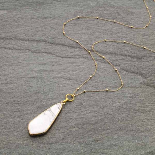 White Marble Drop Necklace